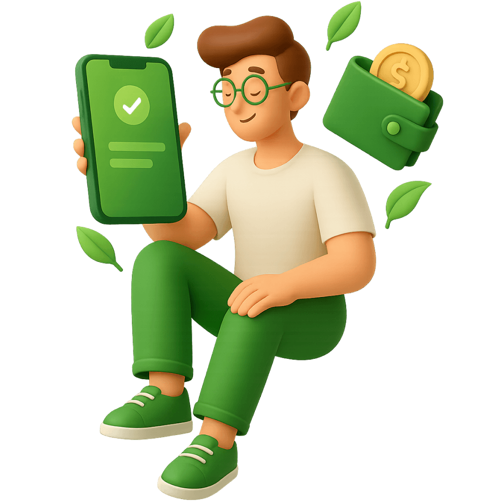 Smoonly app illustration showing calm budgeting